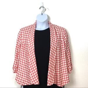 Alberto Makali Blazer Jacket Women's XL Vintage Gingham Coral White Swing
